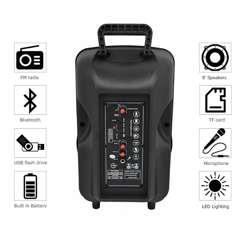 اسپیکر چمدانی بلوتوثی رم و فلش خور ALP-803 + میکروفن و ریموت کنترل