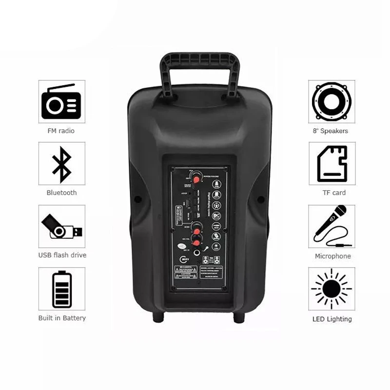 اسپیکر چمدانی بلوتوثی رم و فلش خور ALP-805 + میکروفون و ریموت کنترل