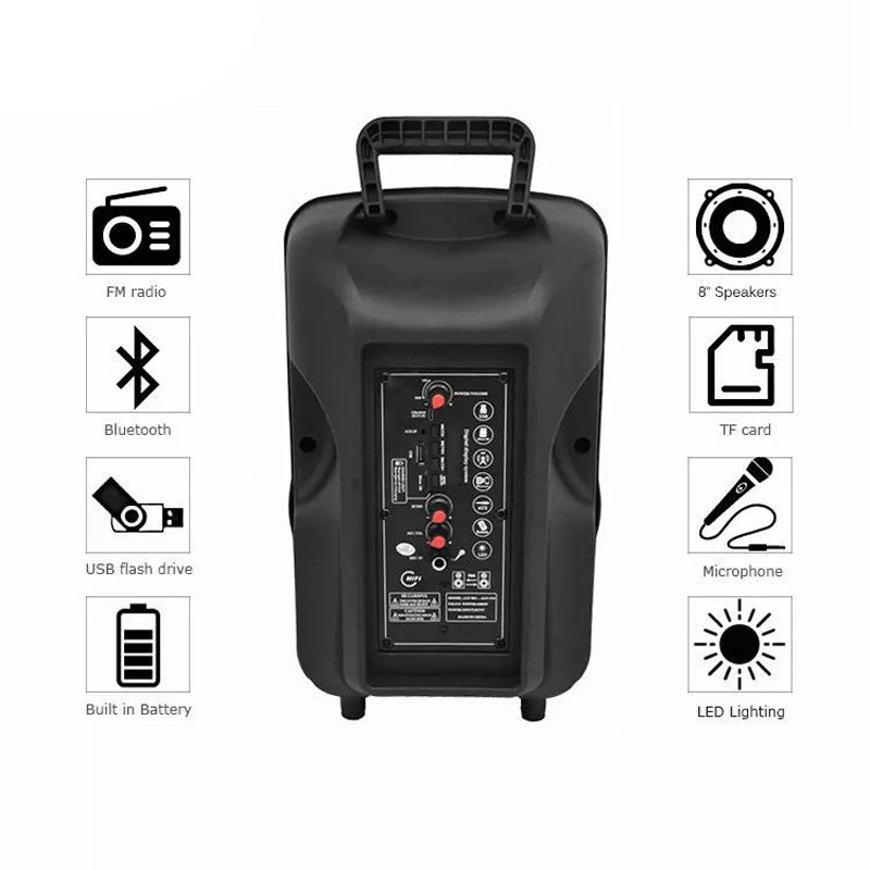 اسپیکر چمدانی بلوتوثی رم و فلش خور ALP-805 + میکروفون و ریموت کنترل