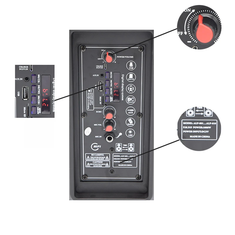 اسپیکر چمدانی بلوتوثی رم و فلش خور ALP-806 + میکروفون و ریموت کنترل