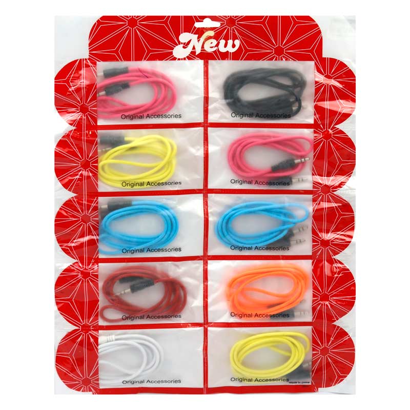 کابل کنفی AUX 1m بسته 10 عددی