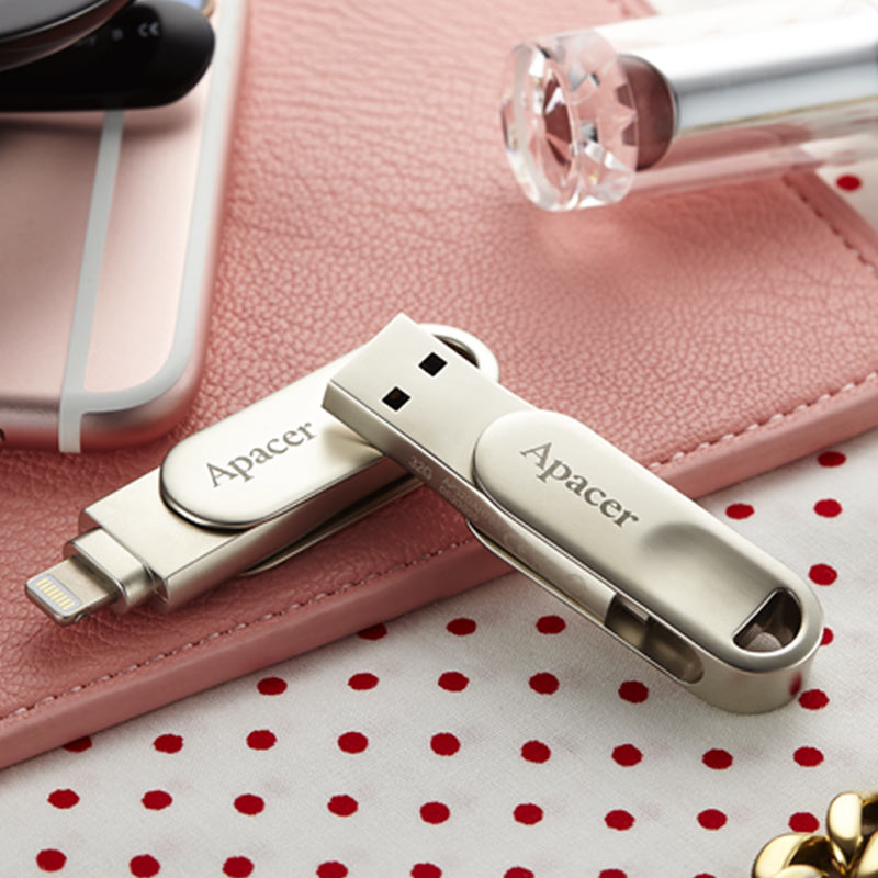 فلش 64 گیگ اپیسر Apacer AH790 OTG Lightning USB3.1