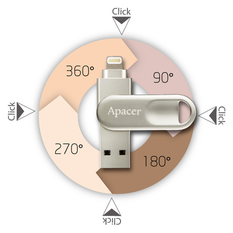 فلش 64 گیگ اپیسر Apacer AH790 OTG Lightning USB3.1