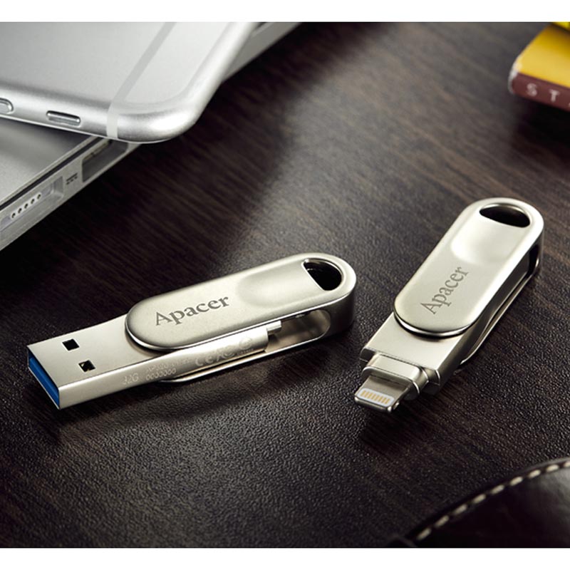 فلش 64 گیگ اپیسر Apacer AH790 OTG Lightning USB3.1