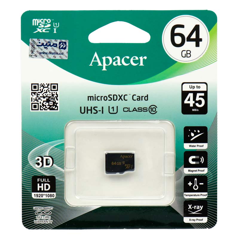 رم میکرو 64 گیگ اپیسر Apacer U1 C10 45MB/s