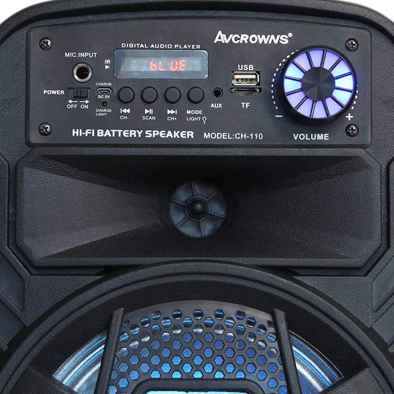 اسپیکر چمدانی بلوتوثی رم و فلش خور Avcrowns CH-110 + میکروفون و ریموت کنترل