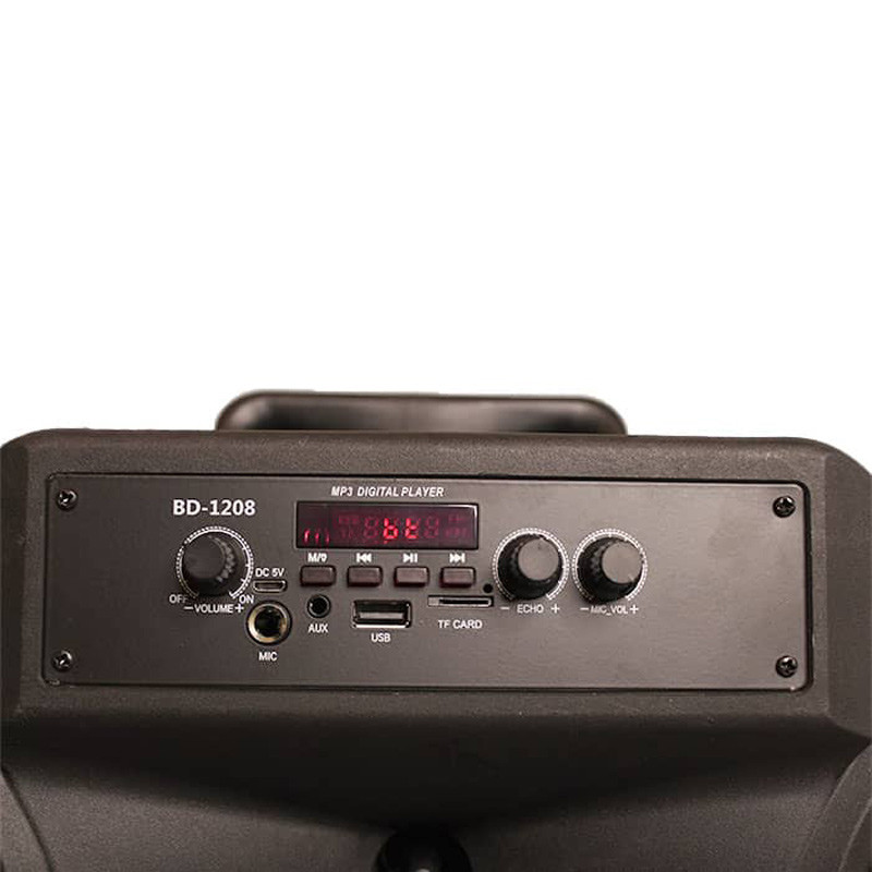 اسپیکر چمدانی بلوتوثی رم و فلش خور BDT BD-1208 + میکروفن و ریموت کنترل