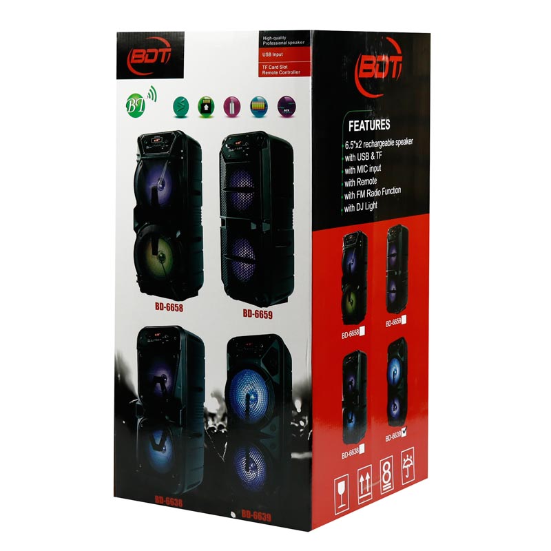 اسپیکر چمدانی بلوتوثی رم و فلش خور BDT BD-6639