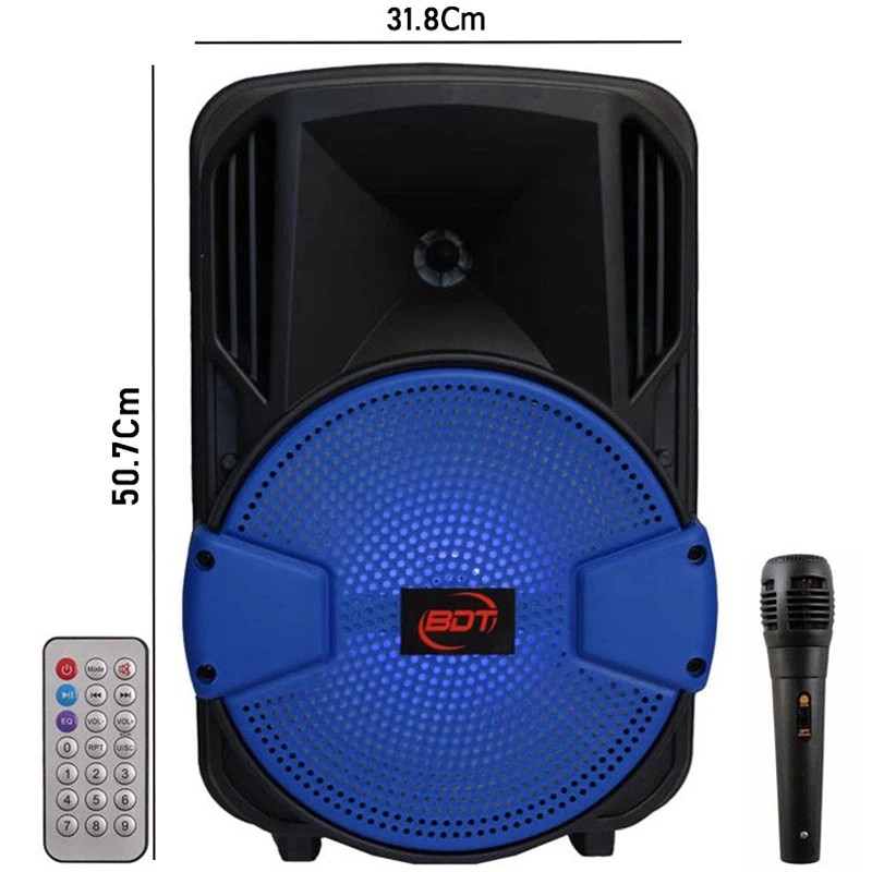 اسپیکر چمدانی بلوتوثی رم و فلش خور BDT BD-8019 + میکروفن و ریموت کنترل