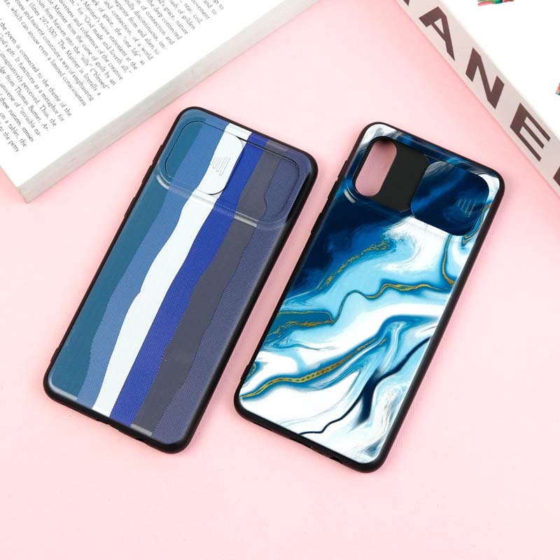 قاب طرحدار محافظ لنز دار کشویی Blue سامسونگ A02 / M02