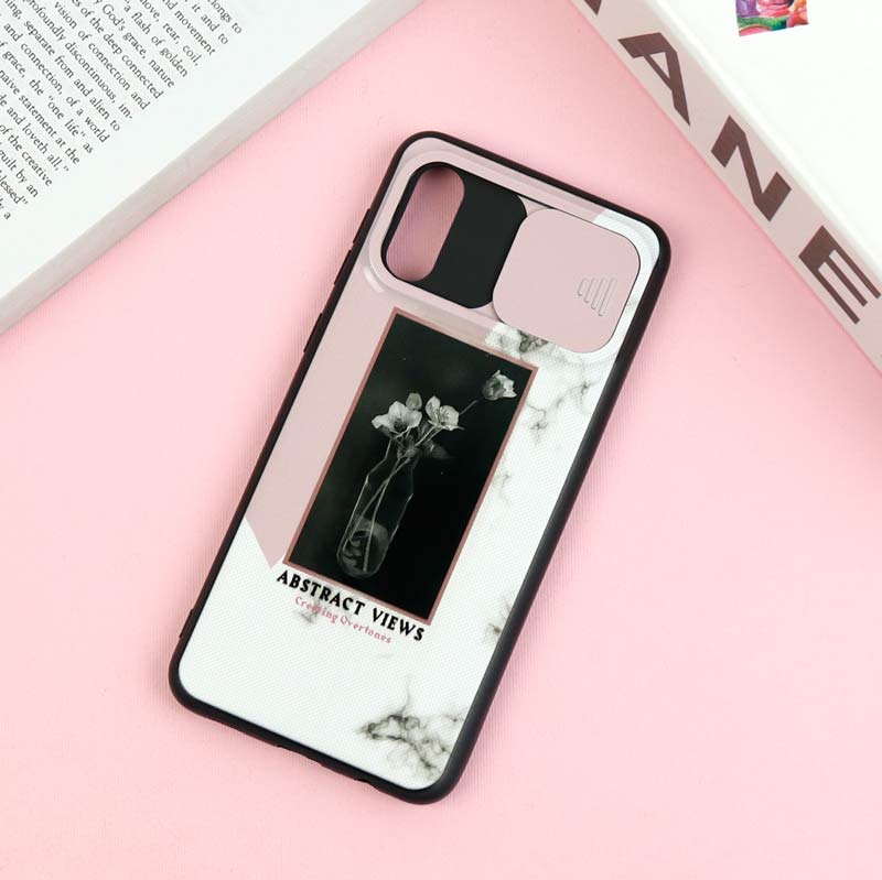 قاب طرحدار محافظ لنز دار کشویی Pink سامسونگ A02 / M02