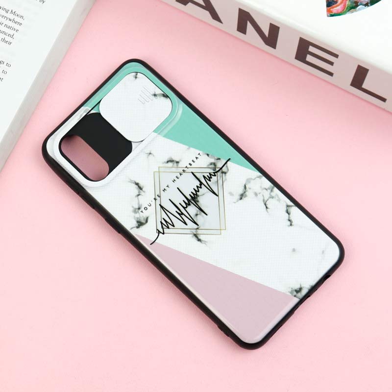 قاب طرحدار محافظ لنز دار کشویی Pink سامسونگ A02 / M02
