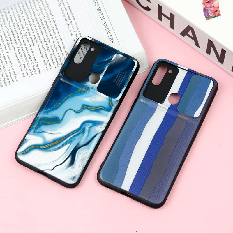 قاب طرحدار محافظ لنز دار کشویی Blue سامسونگ A11