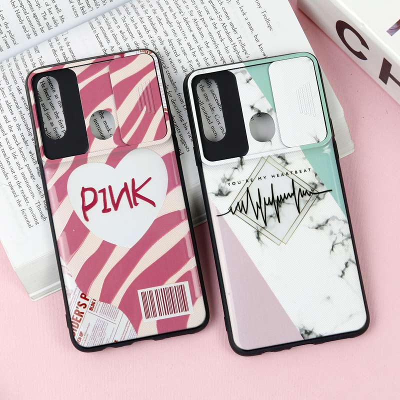 قاب طرحدار محافظ لنز دار کشویی Pink سامسونگ A20s