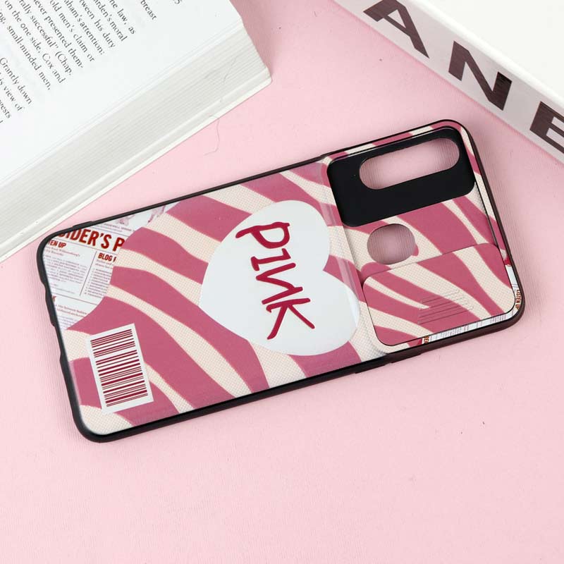 قاب طرحدار محافظ لنز دار کشویی Pink سامسونگ A20s