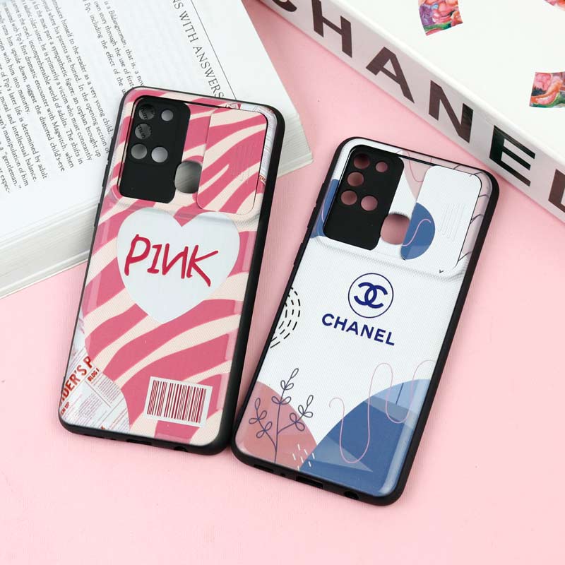 قاب طرحدار محافظ لنز دار کشویی Pink سامسونگ A21s