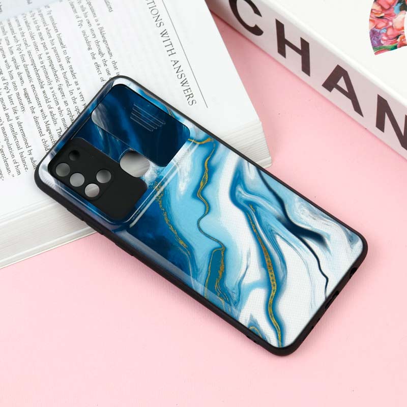 قاب طرحدار محافظ لنز دار کشویی Blue سامسونگ A21s