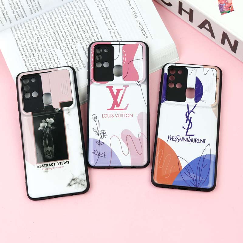 قاب طرحدار محافظ لنز دار کشویی Pink سامسونگ A21s