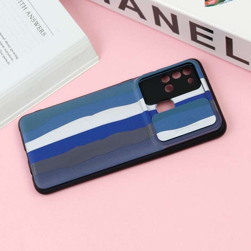 قاب طرحدار محافظ لنز دار کشویی Blue سامسونگ A21s