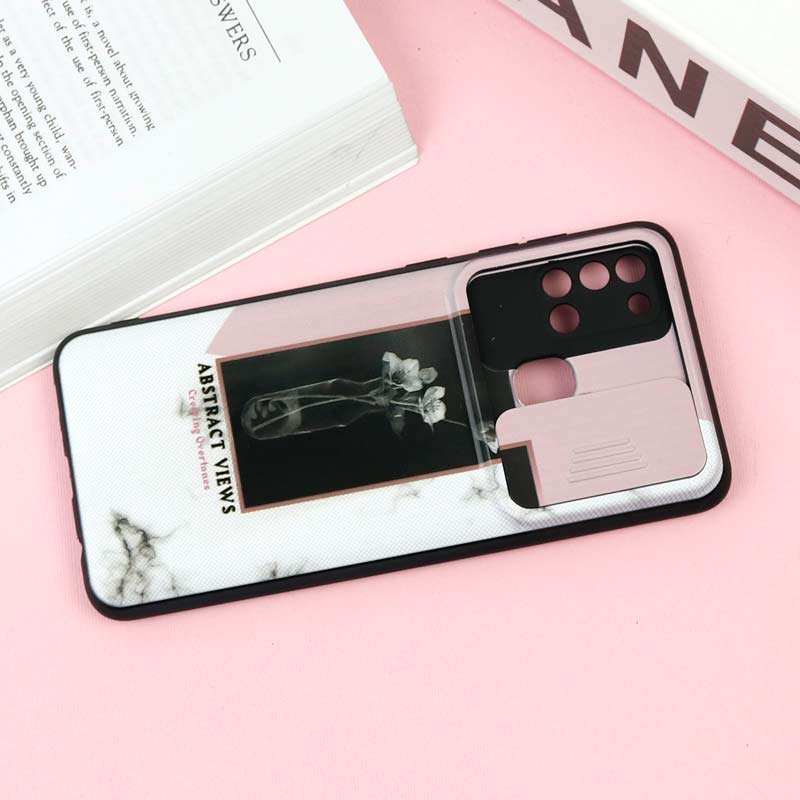 قاب طرحدار محافظ لنز دار کشویی Pink سامسونگ A21s