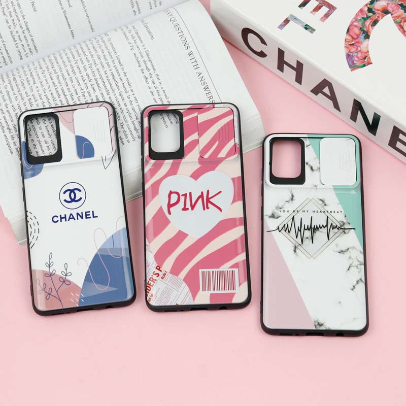 قاب طرحدار محافظ لنز دار کشویی Pink سامسونگ A51