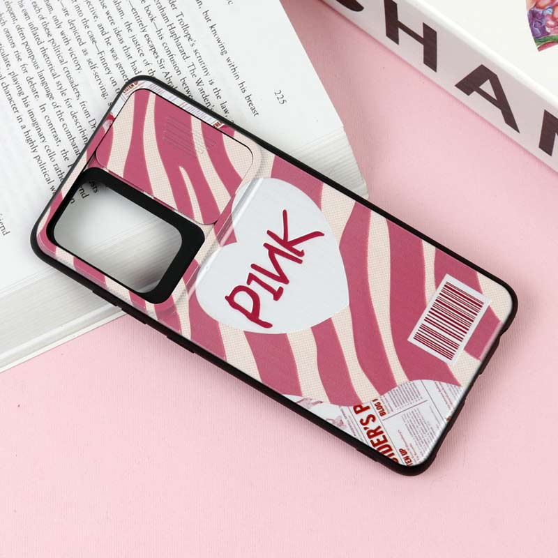 قاب طرحدار محافظ لنز دار کشویی Pink سامسونگ Samsung Galaxy A52 / A52s