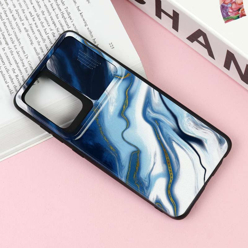 قاب طرحدار محافظ لنز دار کشویی Blue سامسونگ Samsung Galaxy A52 / A52s