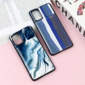 قاب طرحدار محافظ لنز دار کشویی Blue سامسونگ A71