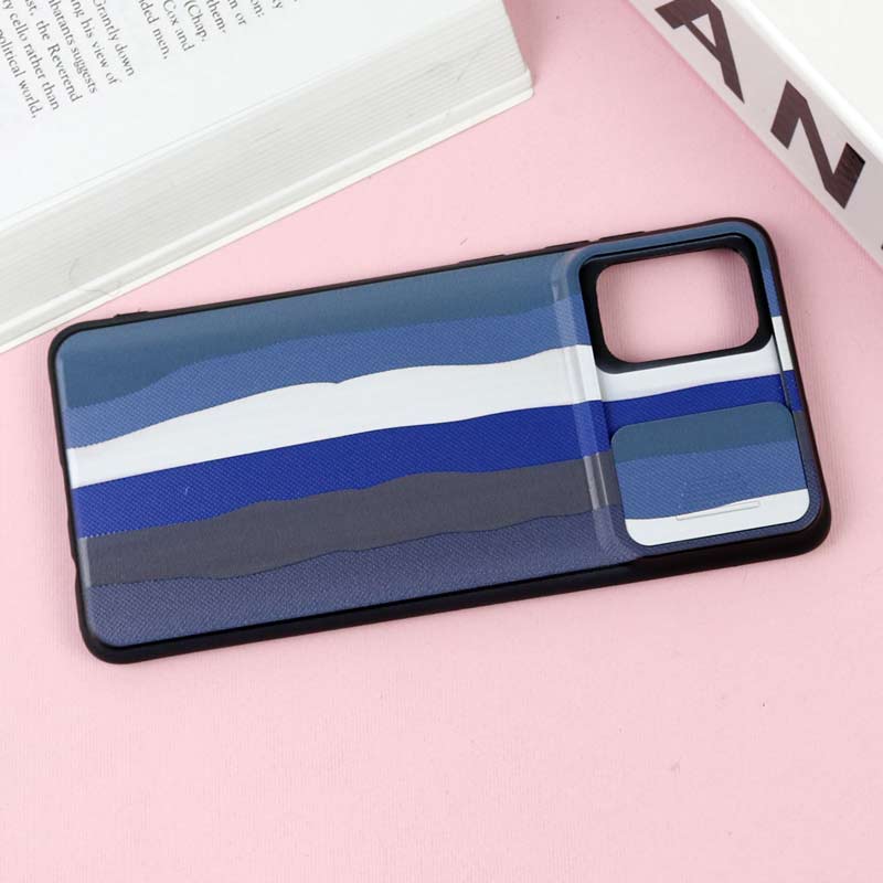 قاب طرحدار محافظ لنز دار کشویی Blue سامسونگ A71