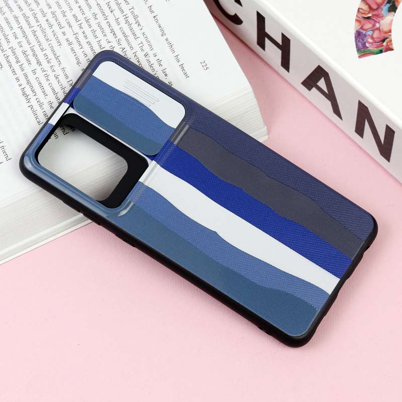 قاب طرحدار محافظ لنز دار کشویی Blue سامسونگ A72