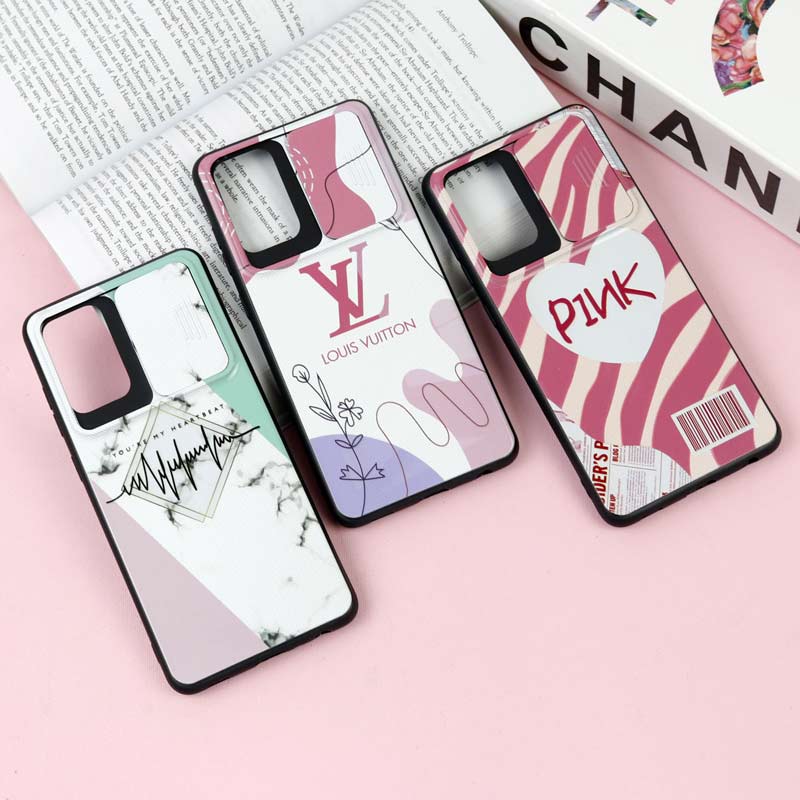 قاب طرحدار محافظ لنز دار کشویی Pink سامسونگ A72