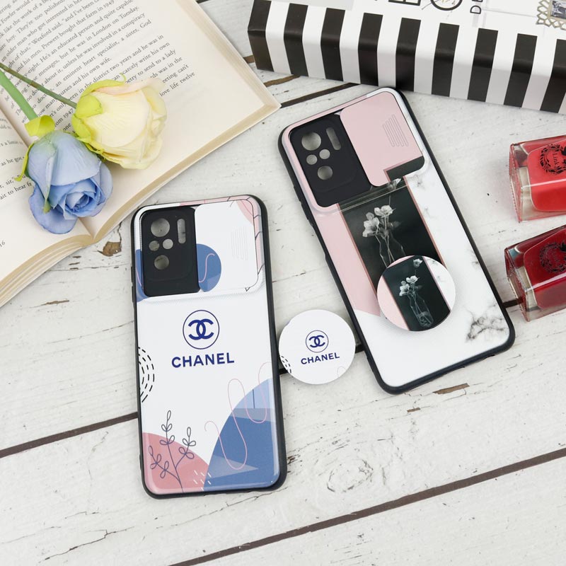 قاب طرحدار محافظ لنز دار کشویی + پاپ سوکت طرح Pink شیائومی Redmi Note 10 / Note 10s