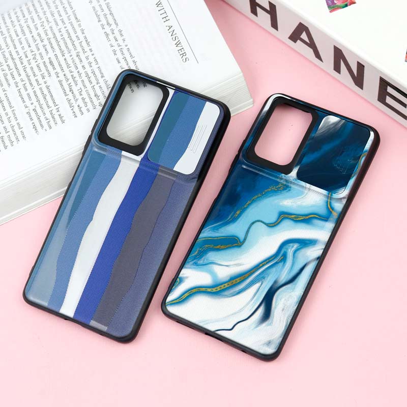 قاب طرحدار محافظ لنز دار کشویی Blue شیائومی Redmi Note 10 Pro