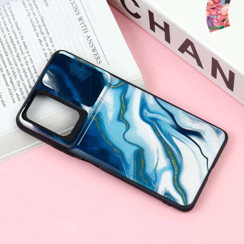 قاب طرحدار محافظ لنز دار کشویی Blue شیائومی Redmi Note 10 Pro