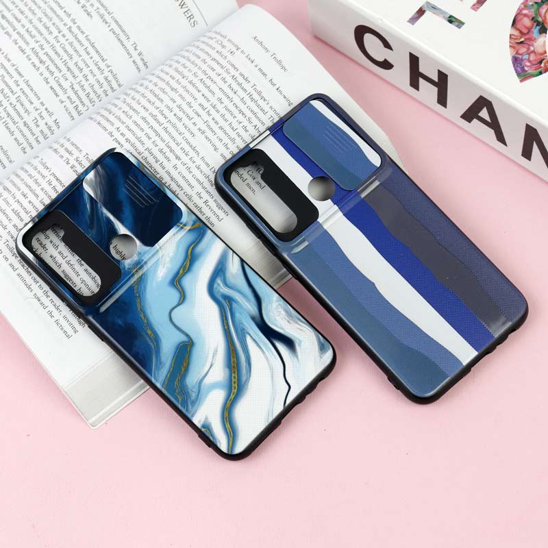 قاب طرحدار محافظ لنز دار کشویی Blue شیائومی Redmi Note 8