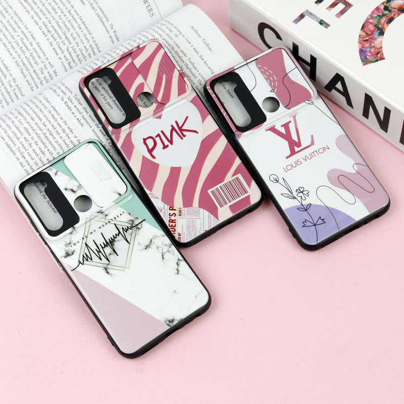 قاب طرحدار محافظ لنز دار کشویی Pink شیائومی Redmi Note 8