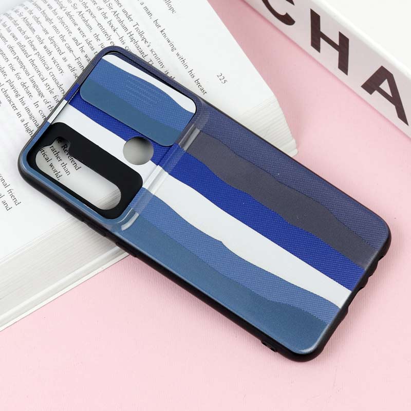 قاب طرحدار محافظ لنز دار کشویی Blue شیائومی Redmi Note 8