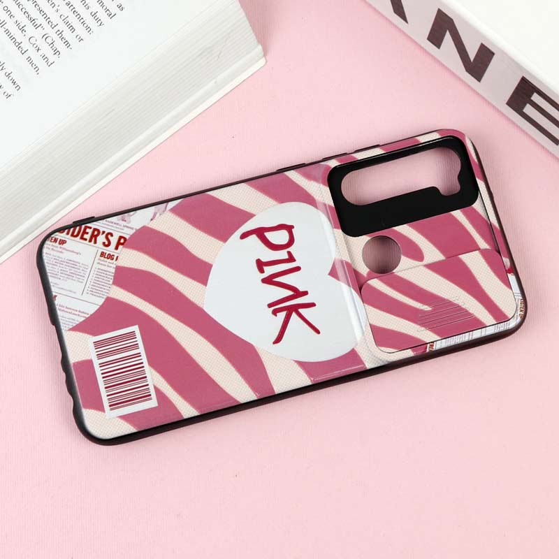 قاب طرحدار محافظ لنز دار کشویی Pink شیائومی Redmi Note 8