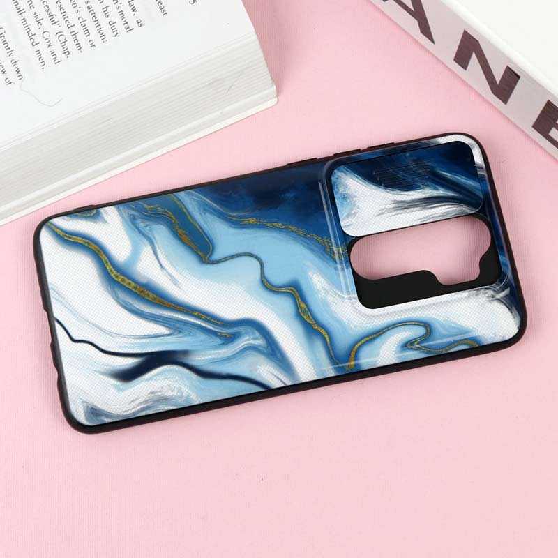 قاب طرحدار محافظ لنز دار کشویی Blue شیائومی Redmi Note 8 Pro