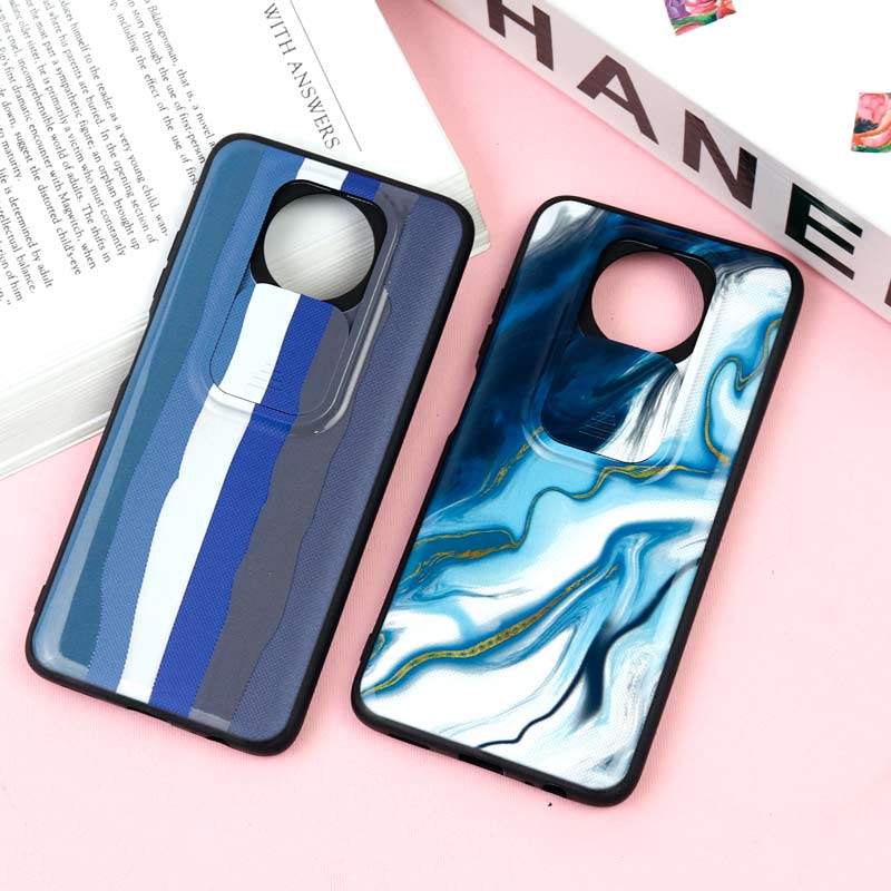 قاب طرحدار محافظ لنز دار کشویی Blue شیائومی Redmi Note 9T