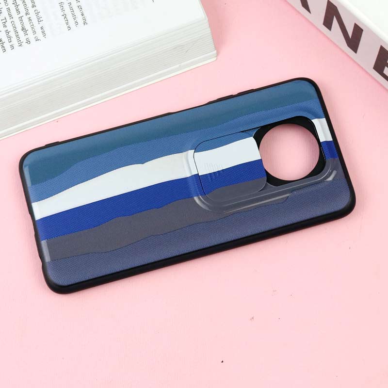 قاب طرحدار محافظ لنز دار کشویی Blue شیائومی Redmi Note 9T