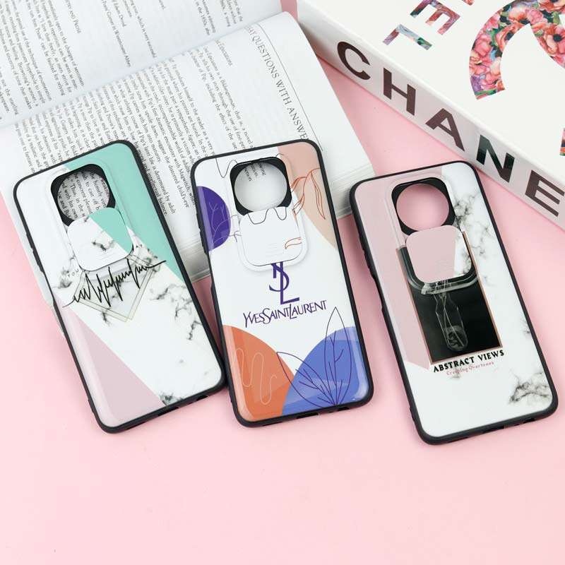 قاب طرحدار محافظ لنز دار کشویی Pink شیائومی Redmi Note 9T