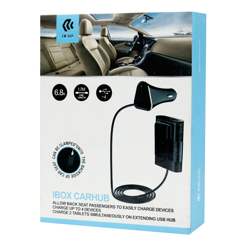 شارژر فندکی و هاب فست شارژ Devia Ibox Car Hub 6.8A