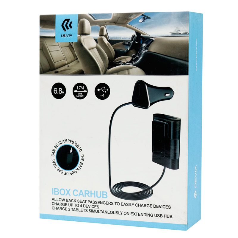 شارژر فندکی و هاب فست شارژ Devia Ibox Car Hub 6.8A