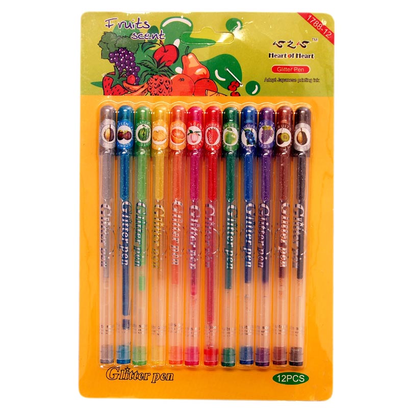 خودکار اکلیلی معطر 12 رنگ Glitter Pen