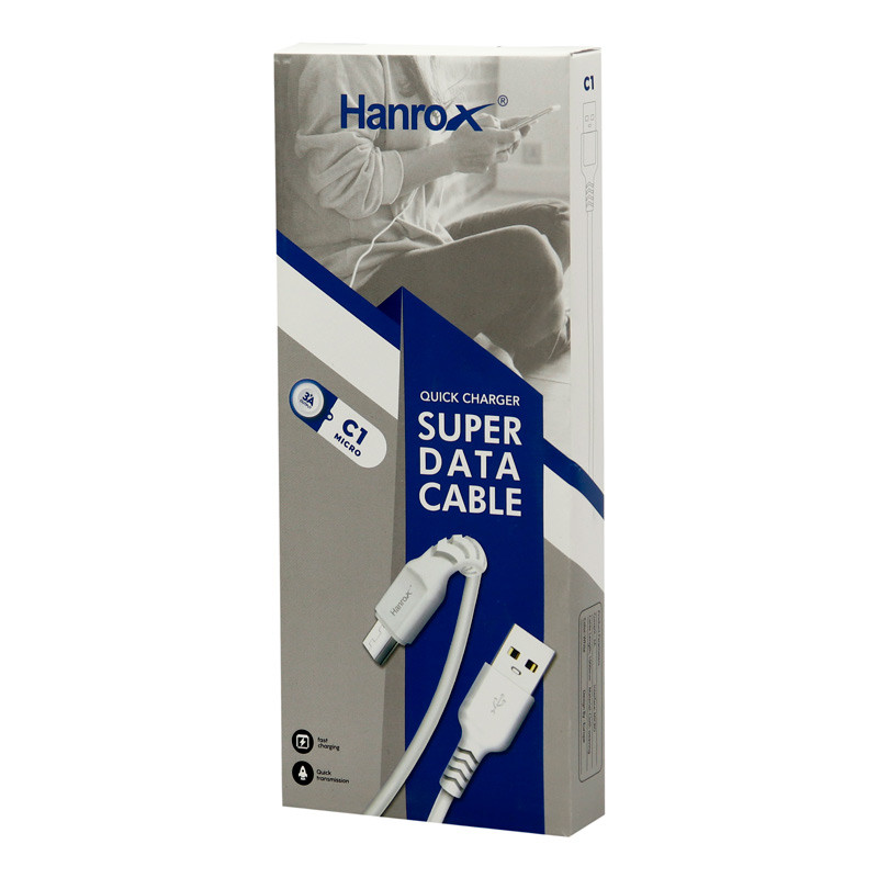 کابل میکرو یو اس بی فست شارژ Hanrox C1 3A 1m
