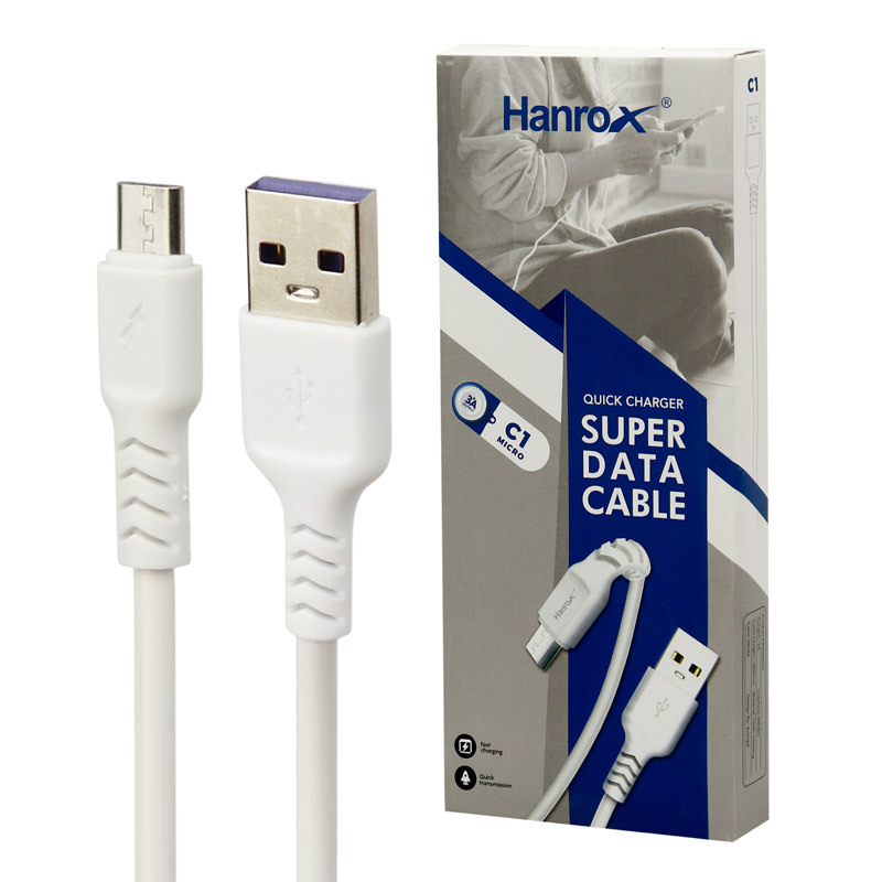 کابل میکرو یو اس بی فست شارژ Hanrox C1 3A 1m