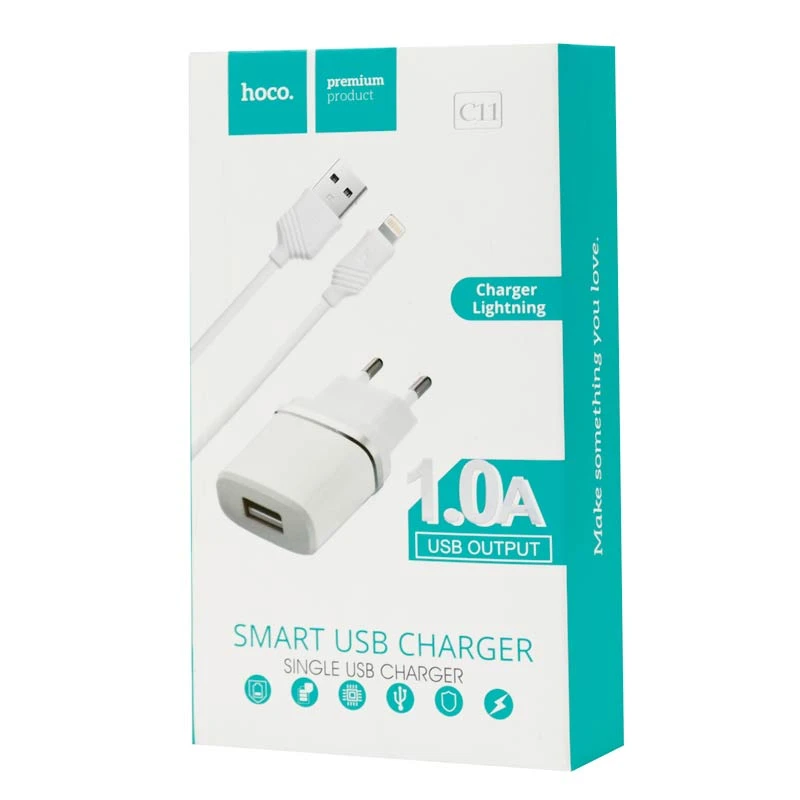 شارژر دیواری Hoco C11 1A + کابل آیفونی