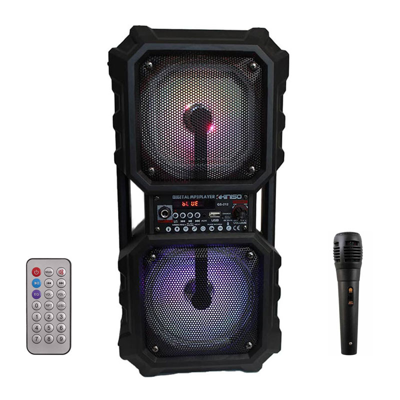 اسپیکر چمدانی بلوتوثی رم و فلش خور Kimiso QS-212 + میکروفون و ریموت کنترل