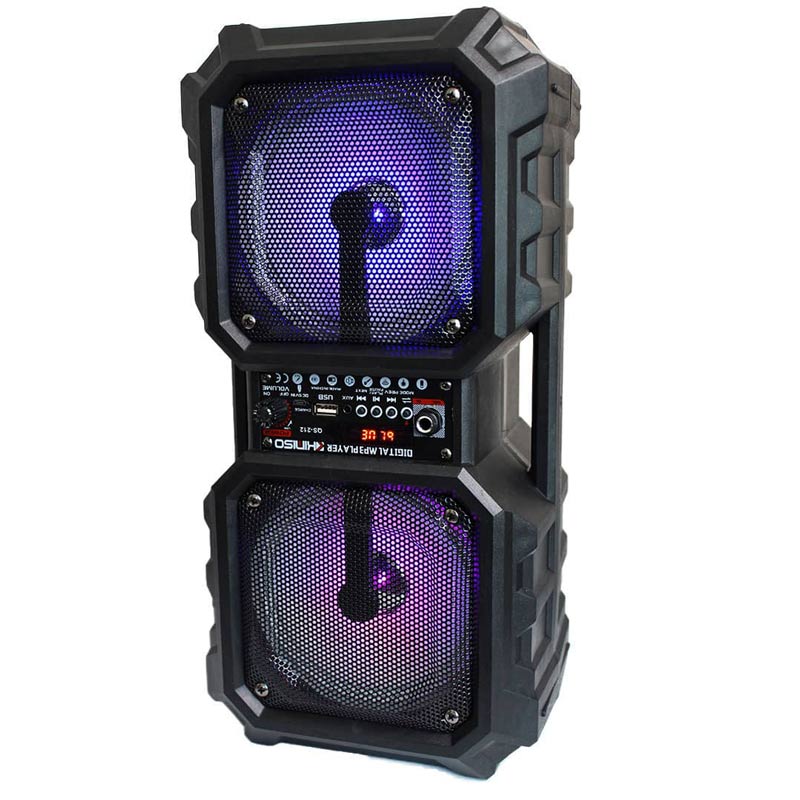 اسپیکر چمدانی بلوتوثی رم و فلش خور Kimiso QS-212 + میکروفون و ریموت کنترل